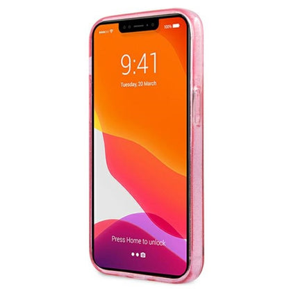 Karl Lagerfeld Karl's Head Glitter - dėklas iPhone 13 Mini (rožinis)