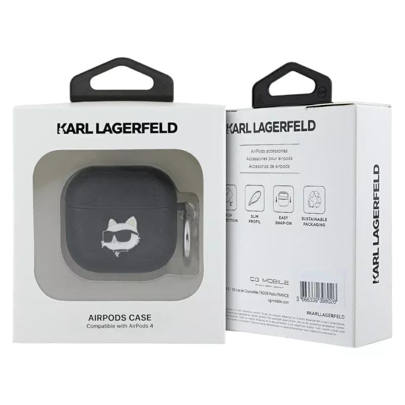 Karl Lagerfeld Monogram Choupette Head - „AirPods 4“ dėklas (juodas)