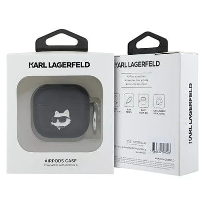 Karl Lagerfeld Monogram Choupette Head - „AirPods 4“ dėklas (juodas)