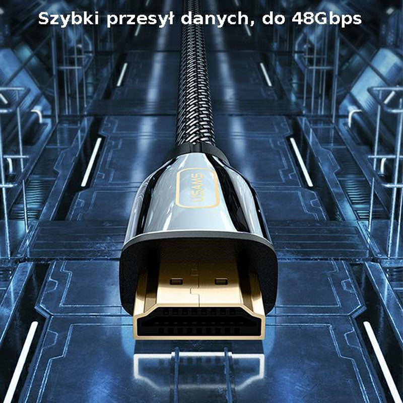 USAMS US-SJ497 - HDMI - HDMI 2.1 2 m laidas su 8K 60 Hz / 4K 120 Hz palaikymu (juodas)