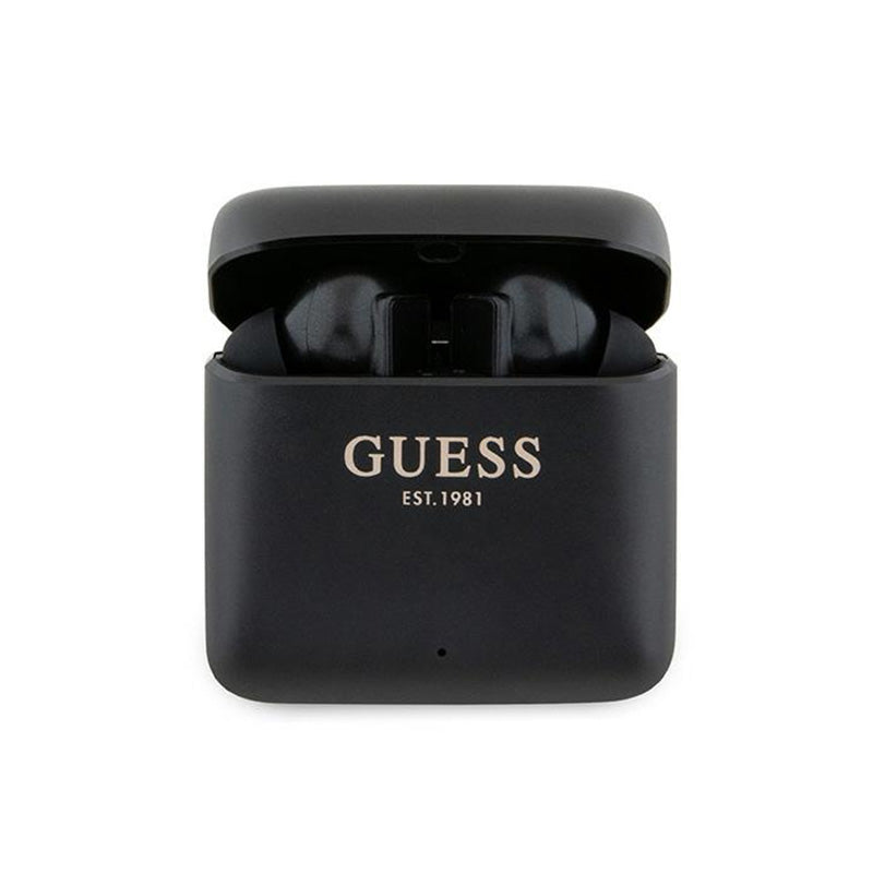 Guess Printed Logo – TWS „Bluetooth“ ausinės + įkrovimo dėklas (juodas)