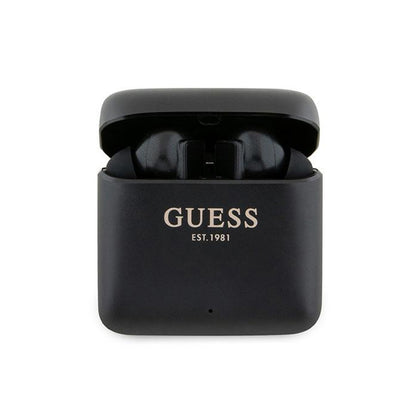 Guess Printed Logo – TWS „Bluetooth“ ausinės + įkrovimo dėklas (juodas)