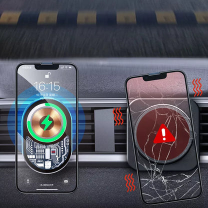 WEKOME WP-U202 Vanguard Series – Magnetinis automobilinis laikiklis su 15W MagSafe belaidžiu įkrovimu (Juoda)