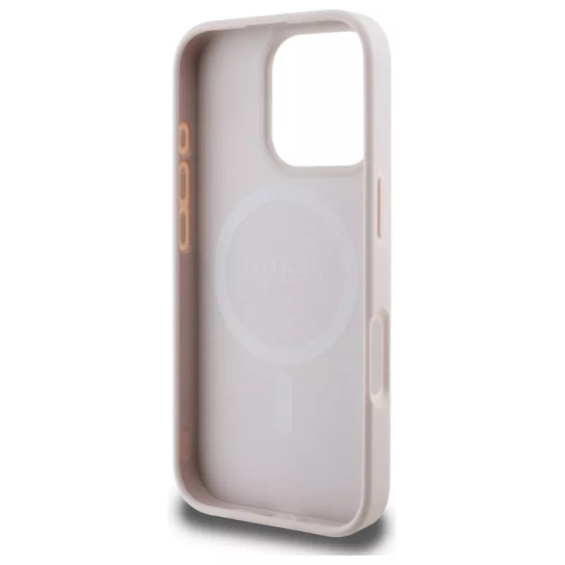 Guess 4G Printed Stripes MagSafe – dėklas iPhone 16 Pro Max (rožinis)