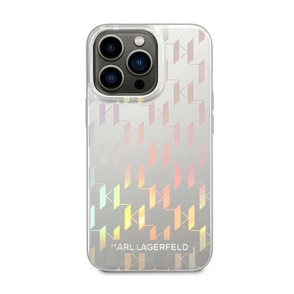 Karl Lagerfeld Monogram Iridescentinis - Dėklas iPhone 14 Pro (sidabrinis)