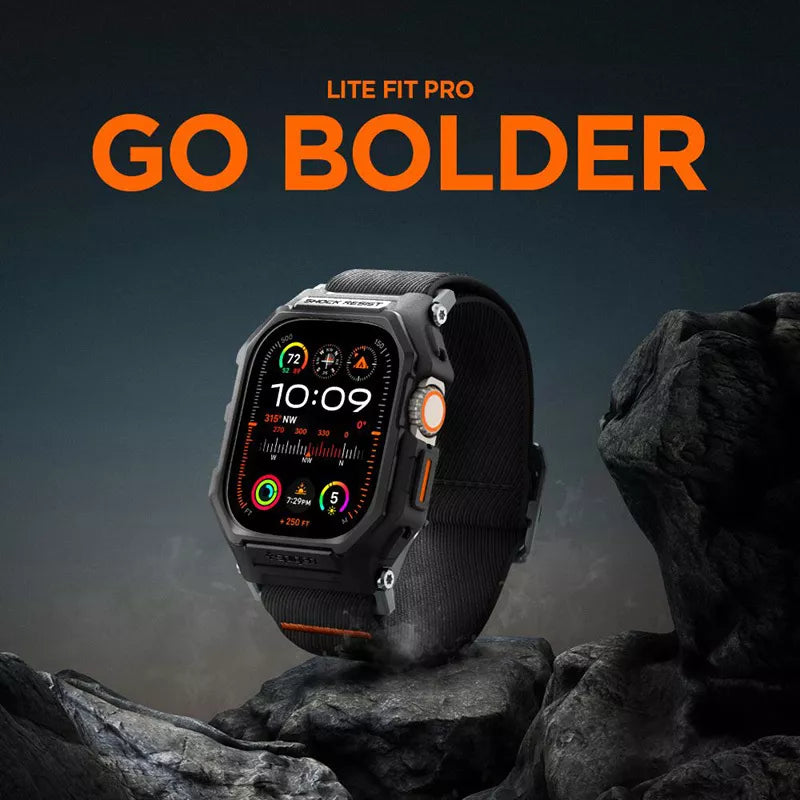 Spigen Lite Fit "Pro" – dėklas su dirželiu, skirtas "Apple Watch Ultra 1/2 49 mm" (matinė juoda)
