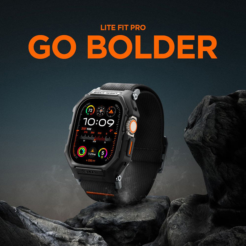 Spigen Lite Fit "Pro" – dėklas su dirželiu, skirtas "Apple Watch Ultra 1/2 49 mm" (matinė juoda)
