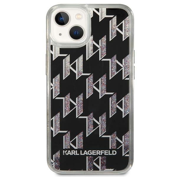Karl Lagerfeld Monogram skysti blizgučiai – dėklas, skirtas „iPhone 14“ (juodas)