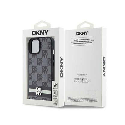 DKNY odos languotas vienspalvis raštas ir spausdintos juostelės – iPhone 15 Plus / 14 Plus dėklas (juodas)