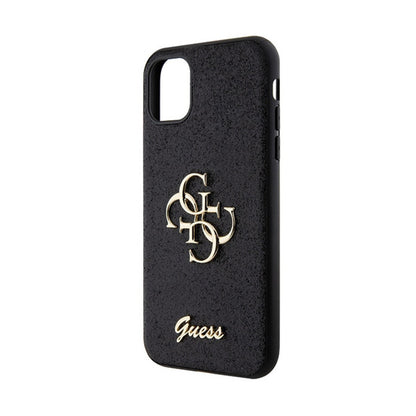 Guess Glitter Script Big 4G – iPhone 11 dėklas (juodas)