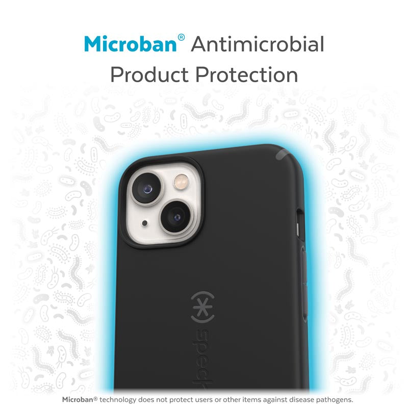 Speck CandyShell Pro + MagSafe – dėklas, skirtas „iPhone 14 Plus“ su „MICROBAN“ danga (juoda / skalūno pilka)
