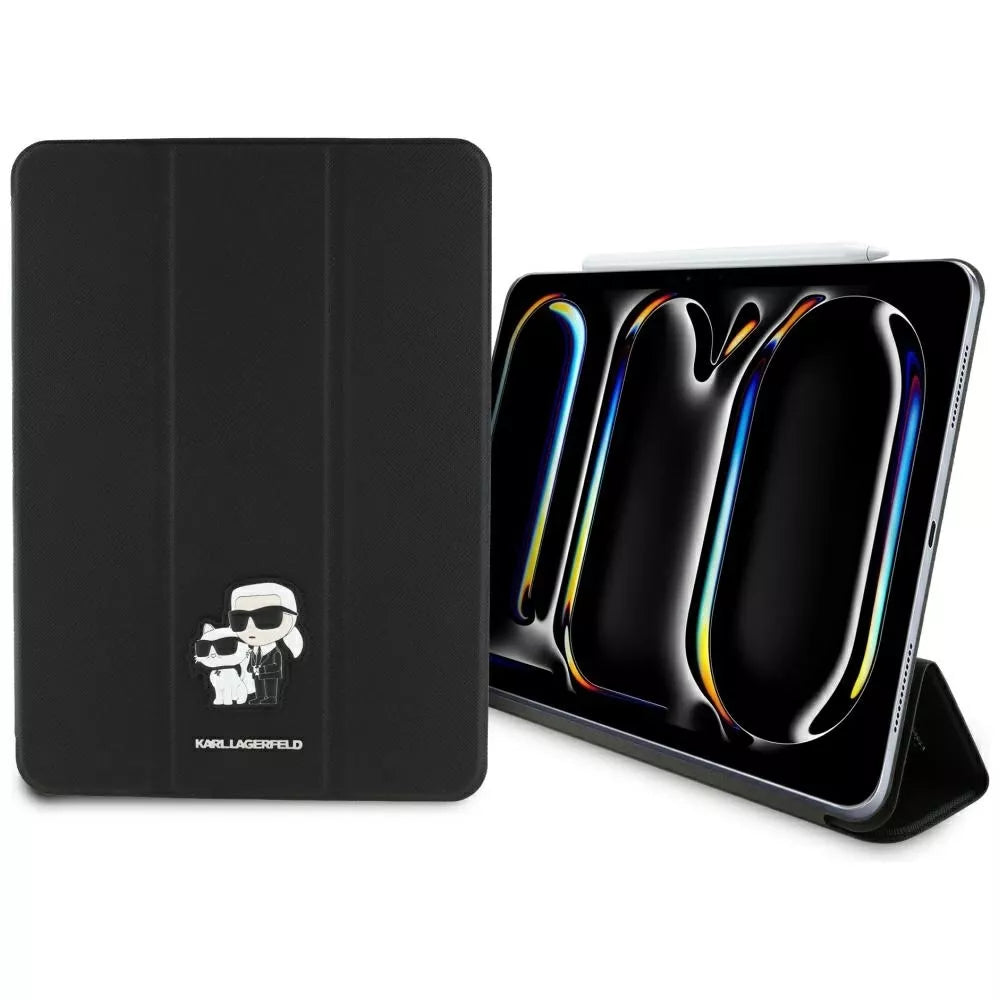 Karl Lagerfeld Book Cover Saffiano Magnetic Karl & Choupette - Dėklas iPad Pro 11" M4 (2024) (juodas)