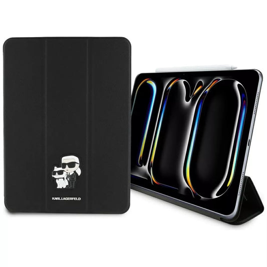 Karl Lagerfeld Book Cover Saffiano Magnetic Karl & Choupette - Dėklas iPad Pro 11" M4 (2024) (juodas)