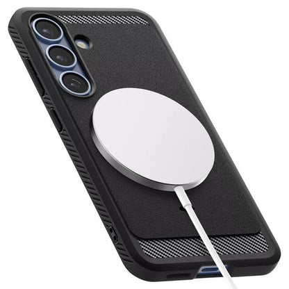 Spigen Rugged Armor Mag MagSafe – dėklas Samsung Galaxy S25+ (matinė juoda)
