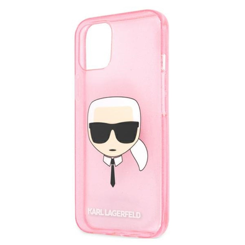 Karl Lagerfeld Karl's Head Glitter - dėklas iPhone 13 Mini (rožinis)