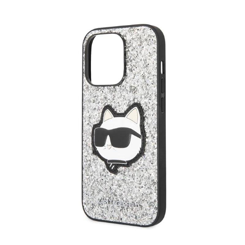 Karl Lagerfeld NFT Glitter Choupette Patch – dėklas, skirtas iPhone 14 Pro (sidabrinis)
