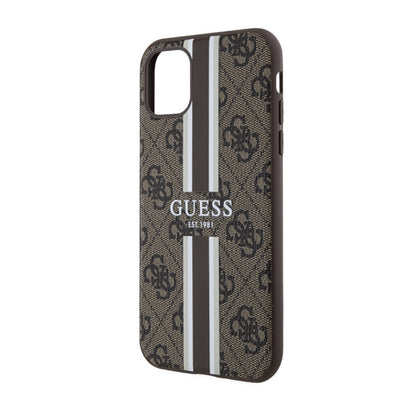 Guess 4G Printed Stripes MagSafe – Dėklas iPhone 11 (rudos spalvos)