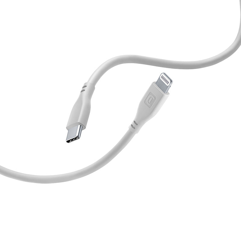 Cellularline Soft Cable – USB-C į Lightning kabelis su MFi sertifikatu, 1,2 m (pilkas)