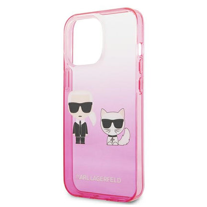 Karl Lagerfeld Gradient Ikonik Karl & Choupette – dėklas, skirtas iPhone 13 Pro (rožinis)