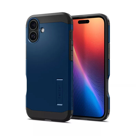 Spigen Tough Armor Mag MagSafe – dėklas, skirtas iPhone 16 (tamsiai mėlynas)