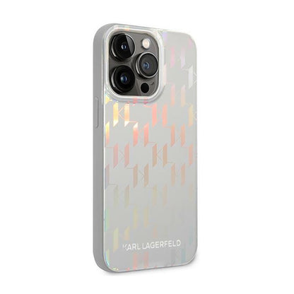 Karl Lagerfeld Monogram Iridescentinis - Dėklas iPhone 14 Pro (sidabrinis)