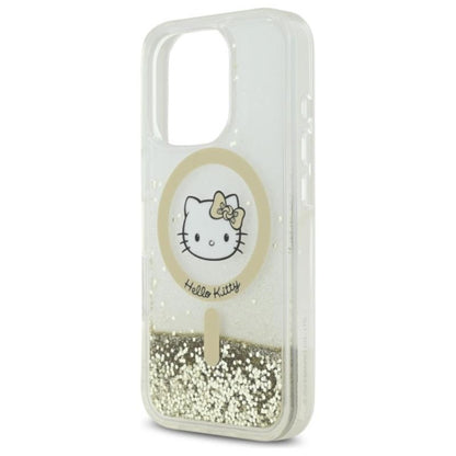 Hello Kitty Liquid Glitter Fever MagSafe – dėklas iPhone 16 Pro (baltas/auksinis)