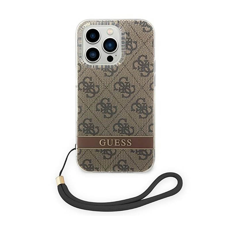 Guess 4G Print Cord - dėklas skirtas iPhone 14 Pro (rudas)