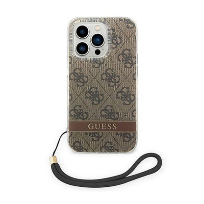 Guess 4G Print Cord - dėklas skirtas iPhone 14 Pro (rudas)