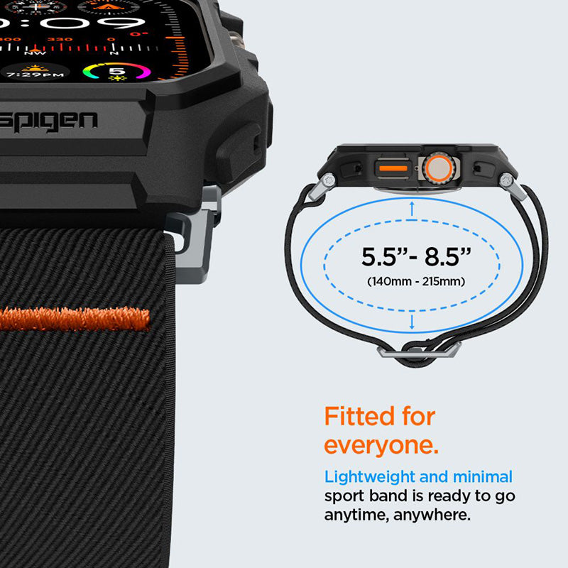 Spigen Lite Fit "Pro" – dėklas su dirželiu, skirtas "Apple Watch Ultra 1/2 49 mm" (matinė juoda)