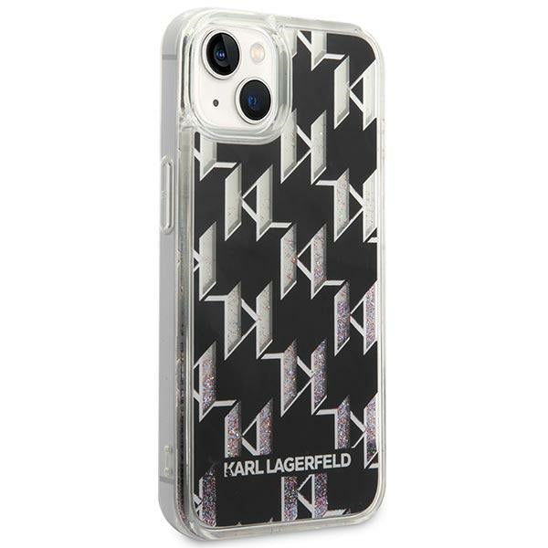 Karl Lagerfeld Monogram skysti blizgučiai – dėklas, skirtas „iPhone 14“ (juodas)