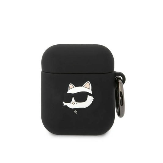 Karl Lagerfeld Silikoninis NFT Choupette galvos 3D dėklas AirPods 1/2 kartai (juoda)