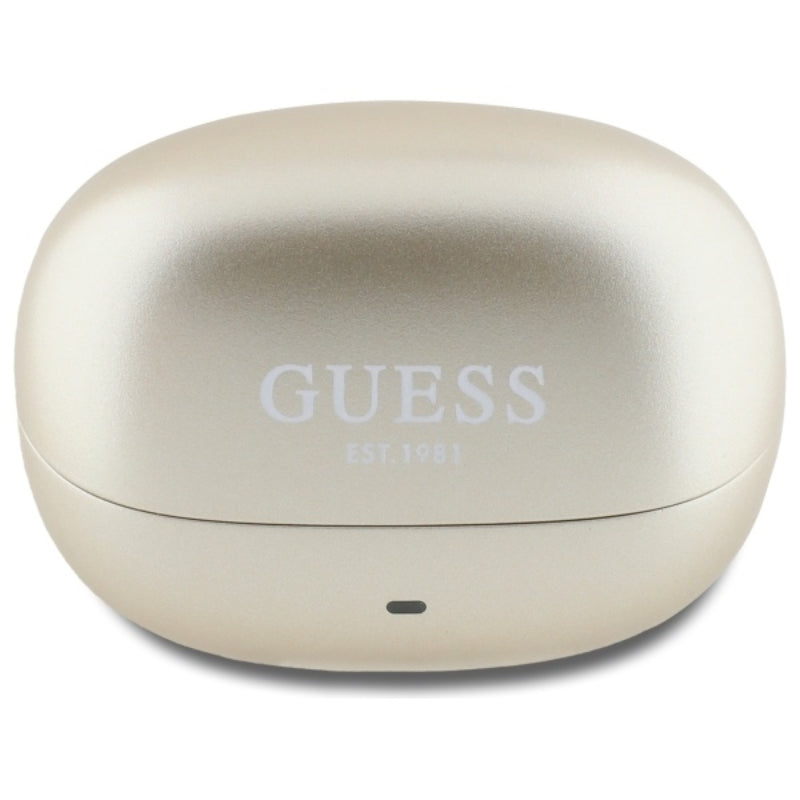 Guess Capsule su atspausdintu logotipu - Bluetooth TWS ANC ir ENC belaidės ausinės ir įkrovimo dėklas (auksinis)