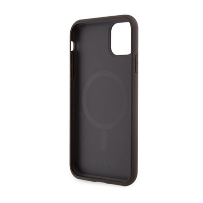 Guess 4G Printed Stripes MagSafe – Dėklas iPhone 11 (rudos spalvos)