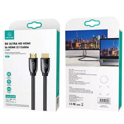 USAMS US-SJ497 - HDMI - HDMI 2.1 2 m laidas su 8K 60 Hz / 4K 120 Hz palaikymu (juodas)