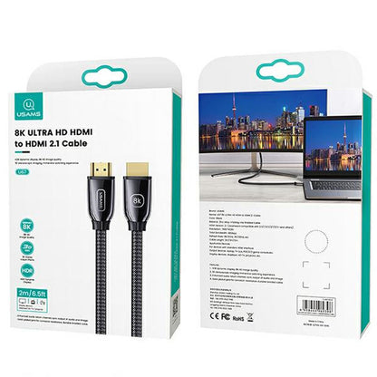 USAMS US-SJ497 - HDMI - HDMI 2.1 2 m laidas su 8K 60 Hz / 4K 120 Hz palaikymu (juodas)