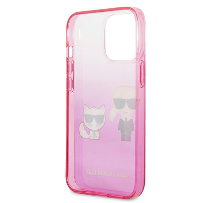 Karl Lagerfeld Gradient Ikonik Karl & Choupette – dėklas, skirtas iPhone 13 Pro (rožinis)