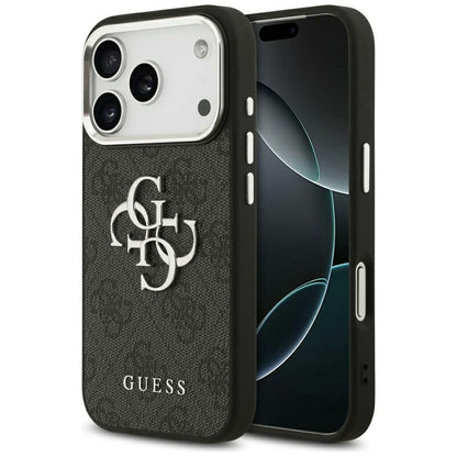 Guess 4G Big 4G Classic Logo - Dėklas iPhone 17 Pro Max (Juoda / Sidabrinė)