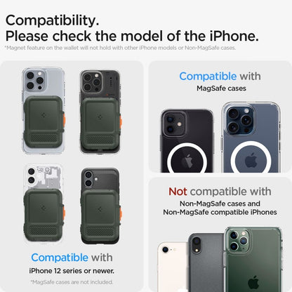 Spigen Lock Fit MagSafe – magnetinė piniginė (kariška žalia)