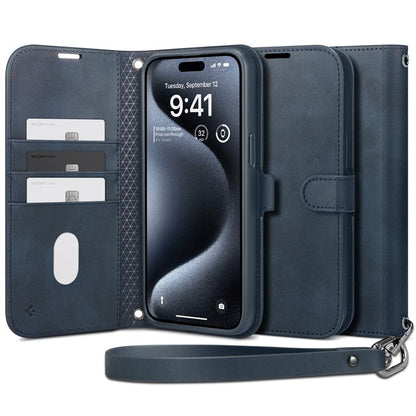 Spigen Wallet S Pro – dėklas, skirtas iPhone 15 Pro (tamsiai mėlynas)
