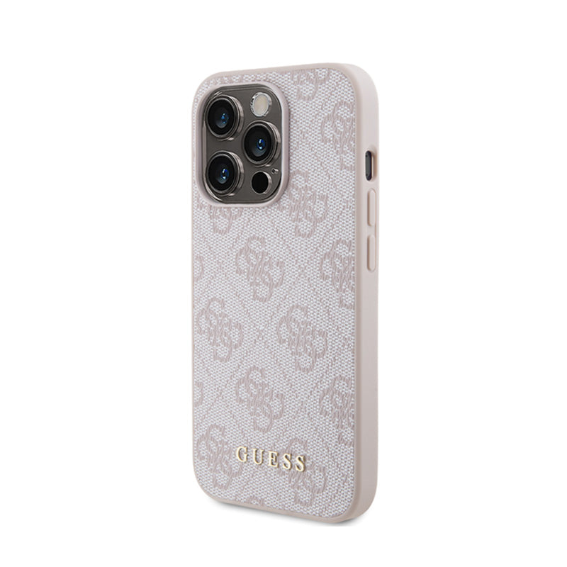 Guess 4G Metal Gold Logo – „iPhone 15 Pro“ dėklas (rožinis)