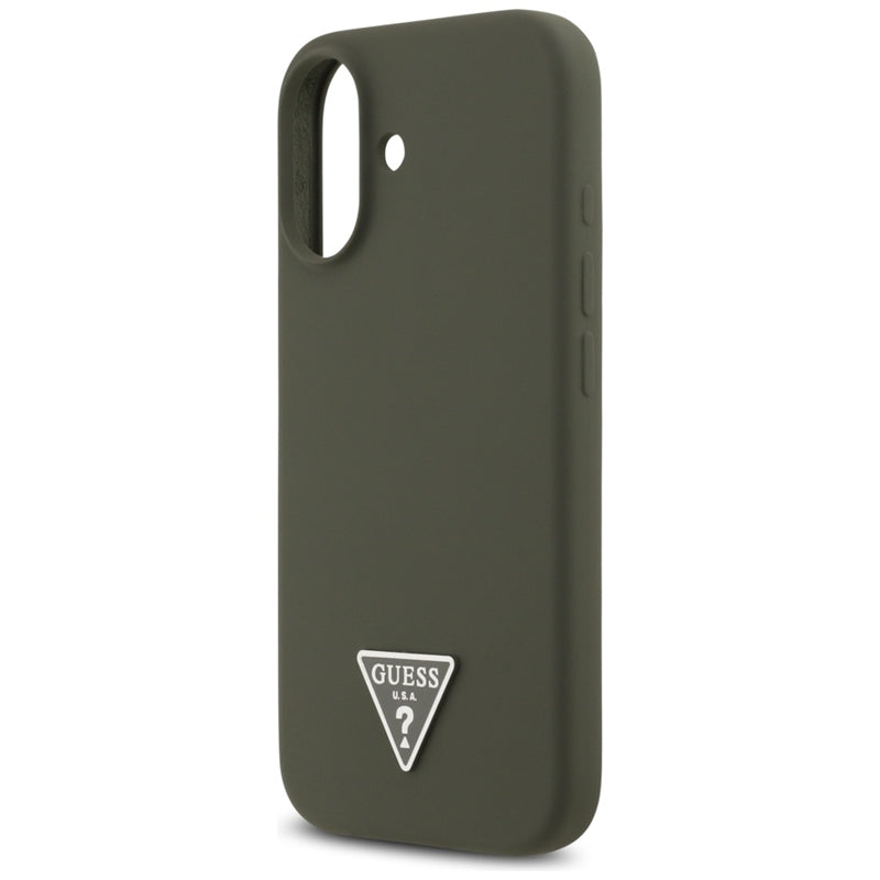 Guess Silikoninis trikampis logotipas MagSafe - dėklas iPhone 17 (khaki)