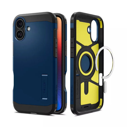 Spigen Tough Armor Mag MagSafe – dėklas, skirtas iPhone 16 (tamsiai mėlynas)