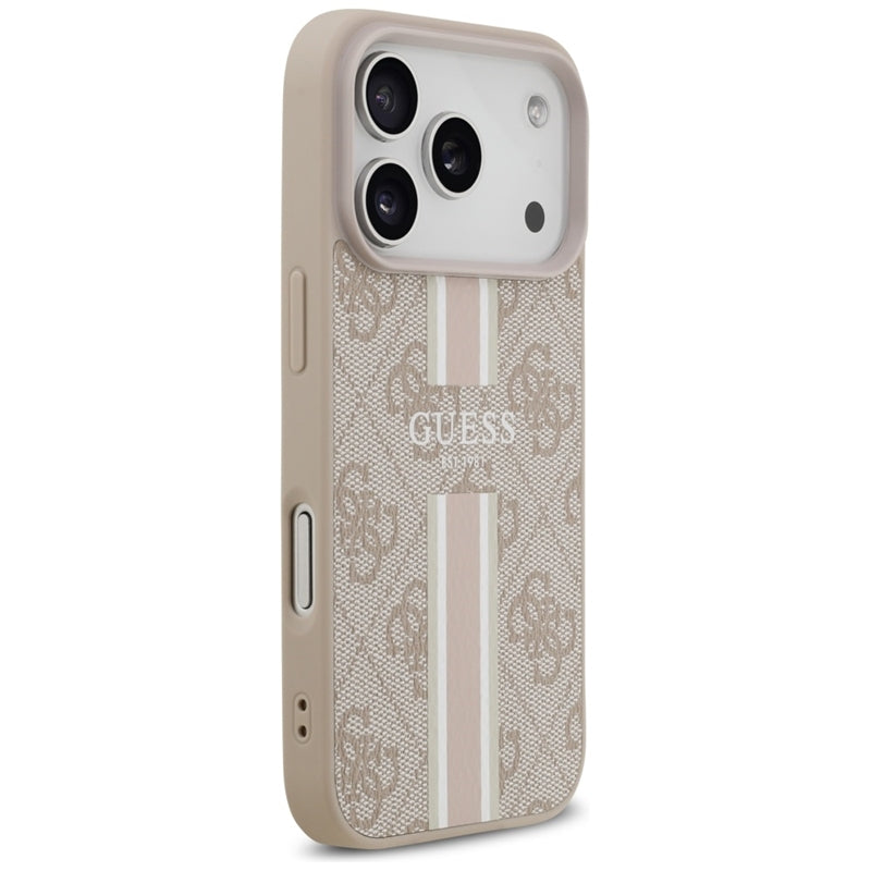 Guess 4G Printed Stripes MagSafe dėklas iPhone 17 Pro (rožinė)