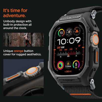 Spigen Lite Fit "Pro" – dėklas su dirželiu, skirtas "Apple Watch Ultra 1/2 49 mm" (matinė juoda)