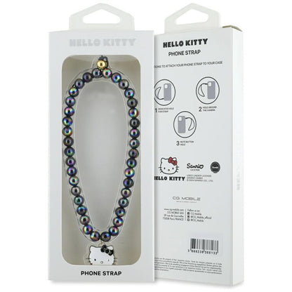 „Hello Kitty“ Perlinės Kačiuko Galvos Telefono Pakabukas (Juodas)