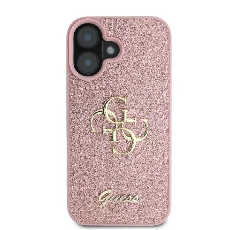 Guess Fixed Glitter Big 4G - dėklas iPhone 16 Plus (rožinis)