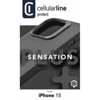 Cellularline Sensation Plus – „iPhone 15“ dėklas su „MICROBAN“ danga (juodas)