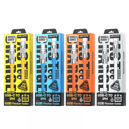 WEKOME WDC-187 Wingle Series – C tipo USB jungtis į „Lightning“ greitojo įkrovimo PD 20W jungiamasis kabelis 1,2 m (mėlynas)