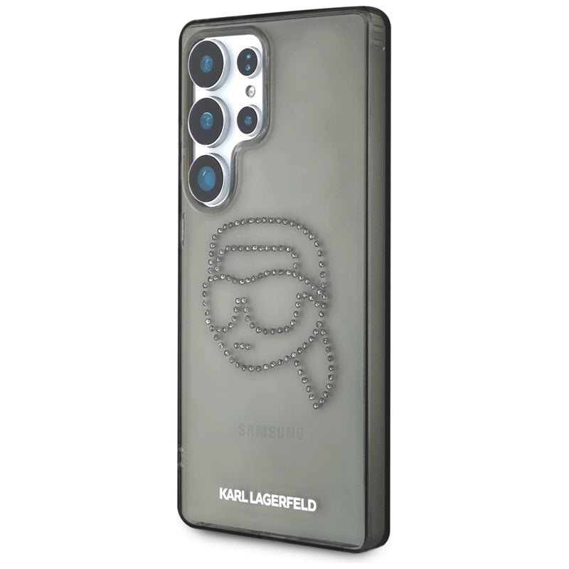 Karl Lagerfeld Rhinestones Karl Head Logo – dėklas, skirtas „Samsung Galaxy S25 Ultra“ (juodas)