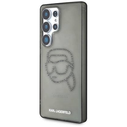 Karl Lagerfeld Rhinestones Karl Head Logo – dėklas, skirtas „Samsung Galaxy S25 Ultra“ (juodas)